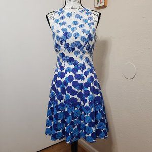 Pretty Blue & White Floral Dress By Maggy L Size 8